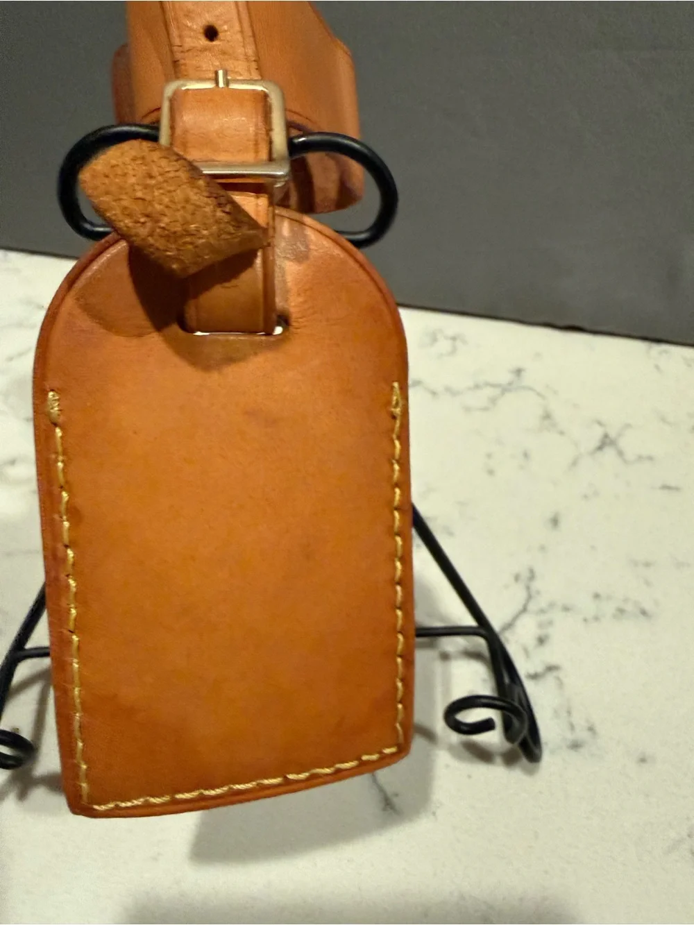 Louis Vuitton Tan Leather Luggage Tag with Stitch Detailing